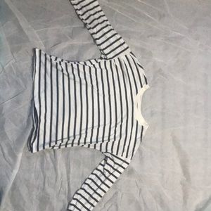 White/Navy blue Forever 21 long sleeve shirt